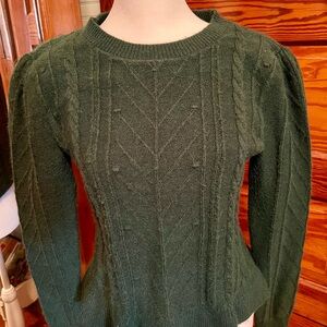 LOFT Forest Green Cable Knit Sweater